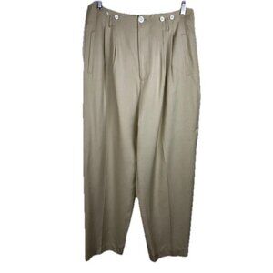 J. Peterman high Waist glamour pants silk Twill Beige Suspender Buttons 30s Syle